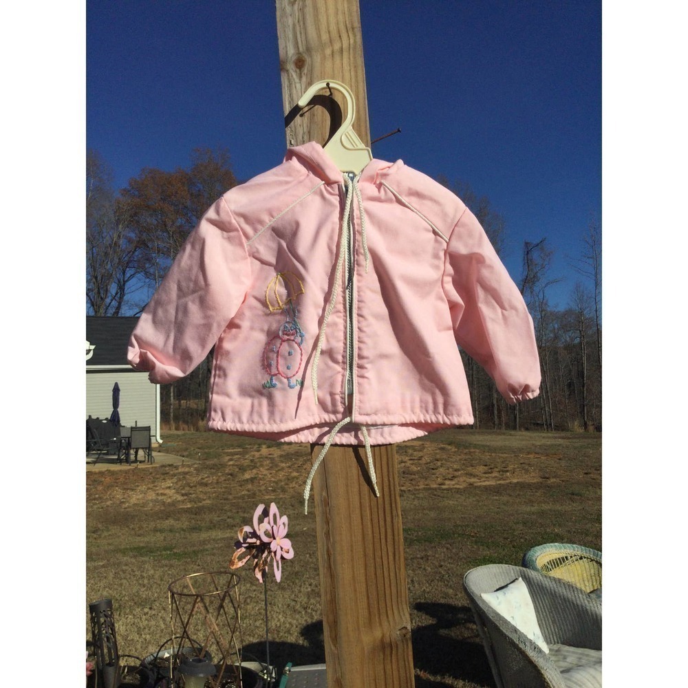 Vintage tidykins baby’s jacket‎ size 18 24 months pink embroidered hooded READ
